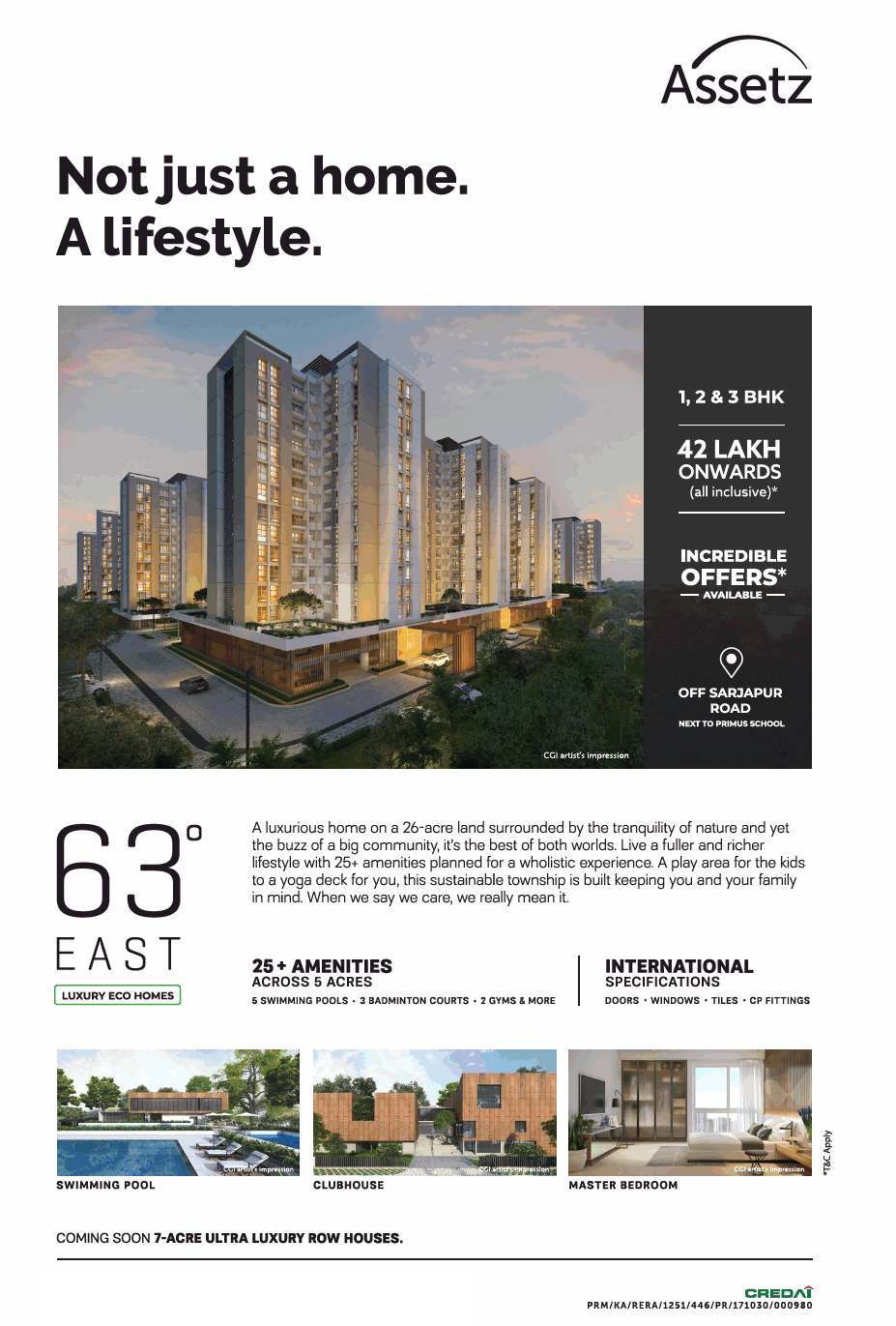Live a fuller & richer lifestyle with 25+ amenities at Assetz 63° East in Bangalore